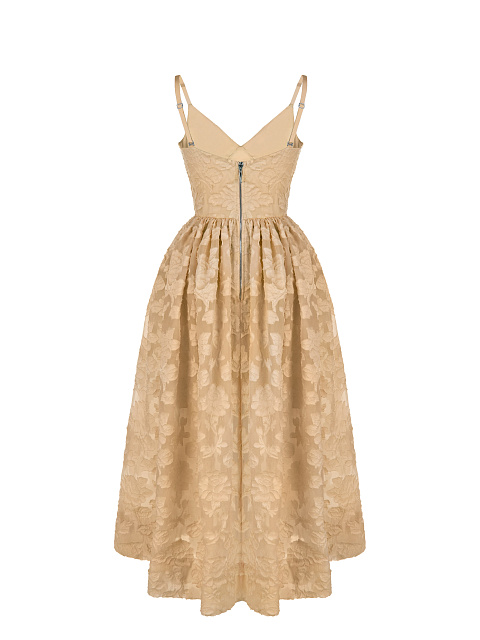 Beige Organza Midi Dress, 2 Beige Organza Midi Dress, 2