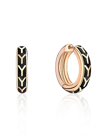 Small hoops in rose gold with Black Color enamel, 1