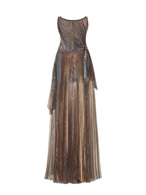 Brown Plisse Organza Maxi Dress, 4 Brown Plisse Organza Maxi Dress, 4