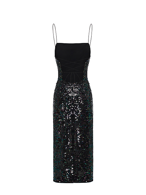 Black Sequin Velvet Midi Dress, 2 Black Sequin Velvet Midi Dress, 2