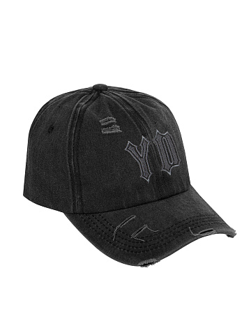 Dark Grey Denim "YD" Embroidered Cap, 1