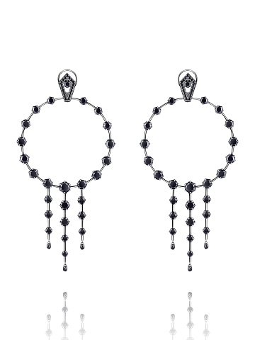 Hoop earrings in white gold with black diamonds, 1