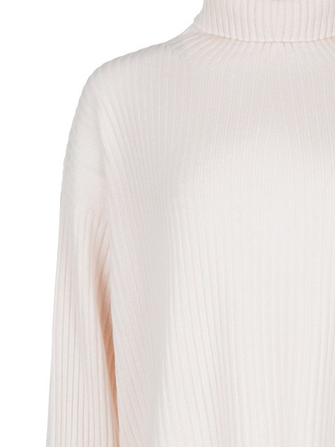 Pink Ribbed-Knit Cashmere Sweater, 3