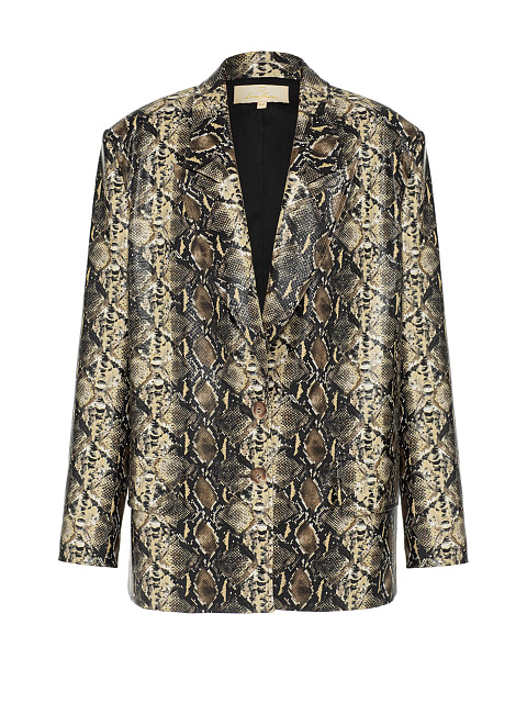 Beige Snakeskin Prined Faux Leather Jacket, 1 Beige Snakeskin Prined Faux Leather Jacket, 1