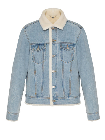 Blue Denim Jacket with Fur and Paisley Embroidery, 1