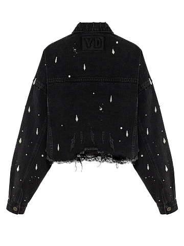 Black denim jacket with beads and rhinestones, 2