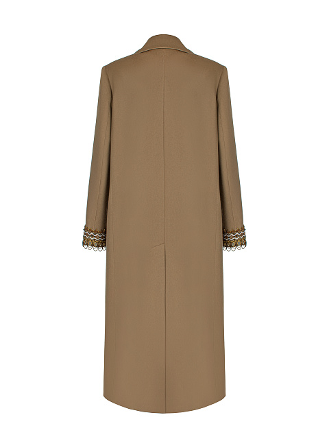 Beige Double-Breasted Embroidered Wool Coat, 2 Beige Double-Breasted Embroidered Wool Coat, 2