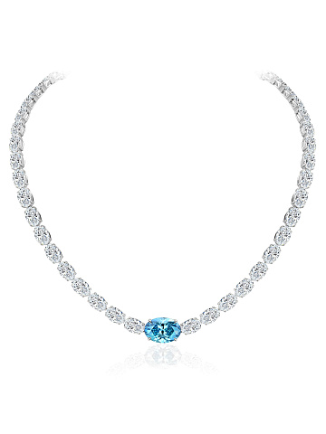 White gold necklace with oval-cut lab-grown diamonds, 1
