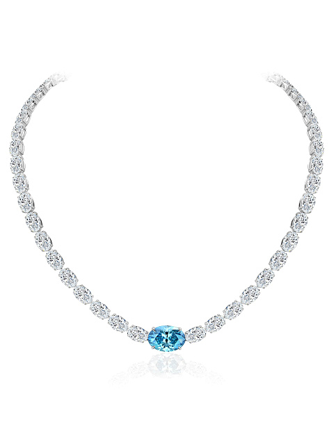 White gold necklace with oval-cut lab-grown diamonds, 1