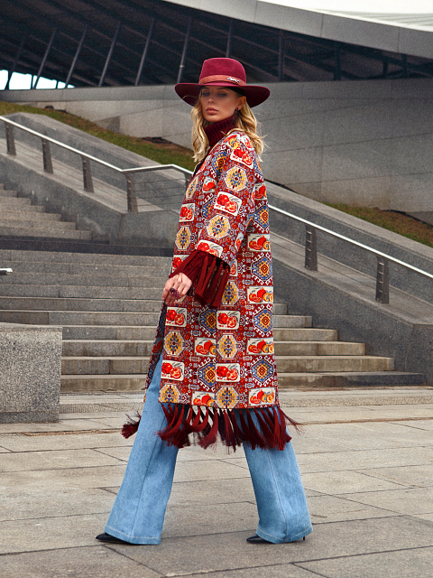 Red Pattern & Fringe Cape, 8