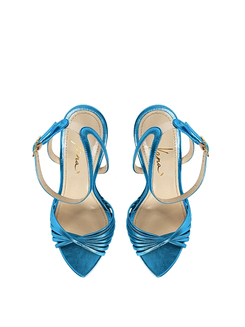 Blue leather sandals, 4