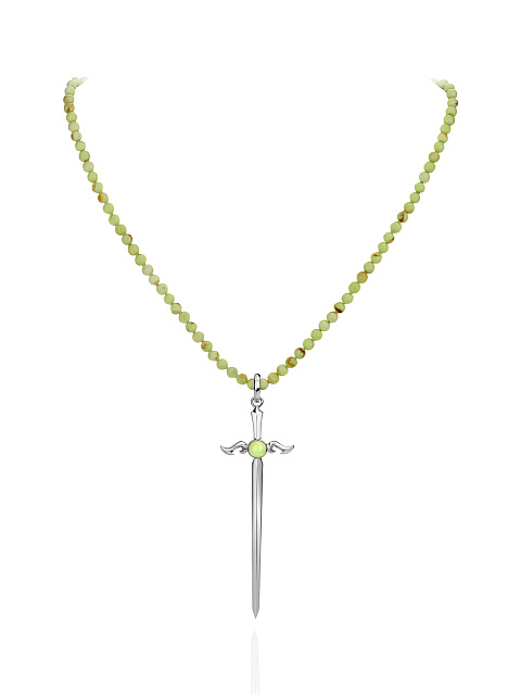 Silver & Chrysoprase Sword Necklace, 1