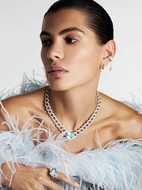 White Gold Tourmaline Paraiba Diamond Necklace, 2