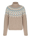 Свитер бежевый с геометрическим рисунком, вышивка жемчуг и кристаллы