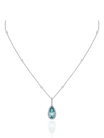 White Gold, Diamonds & Aquamarine Necklace, 1