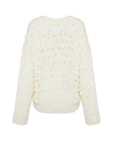 White Faux Pearl Cashmere Pullover, 2