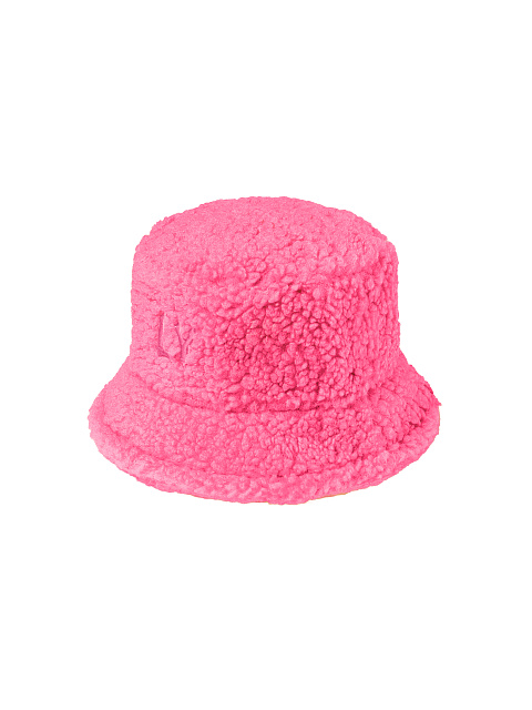 LY Embroidered Pink Faux Fur Bucket Hat, 1 LY Embroidered Pink Faux Fur Bucket Hat, 1