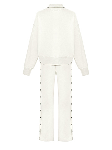 White "Yana" Embroidered Jersey Suit, 2