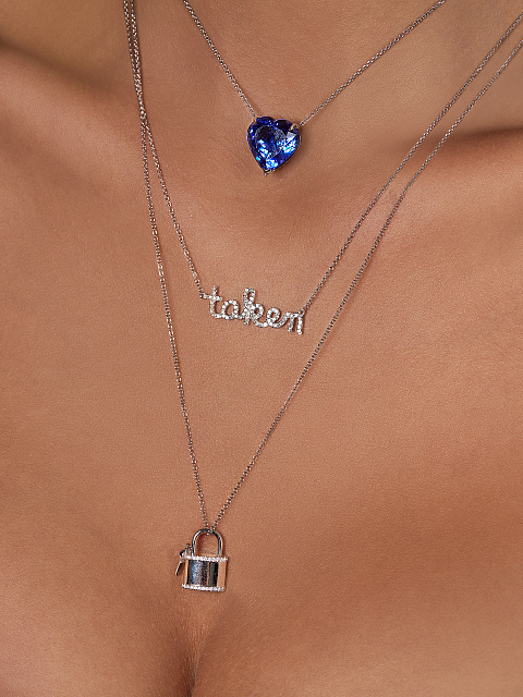 White Gold & Diamonds Lock Necklace, 2