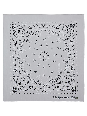 Grey Cotton Paisley Printed Bandana, 1