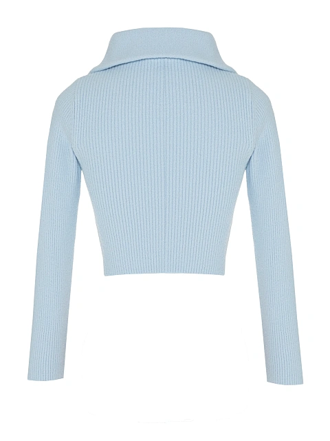 Blue Cropped Cardigan With Zipper, 2 Blue Cropped Cardigan With Zipper, 2