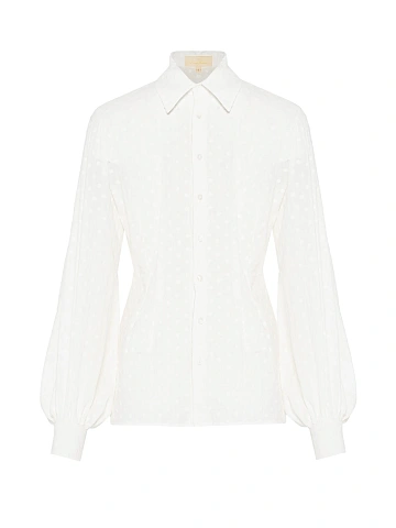White Cotton Blouse With Textured Pattern, 1