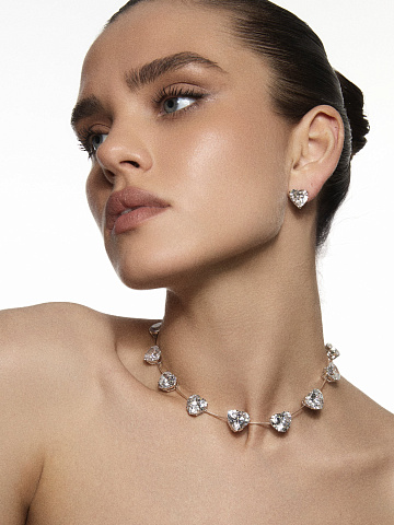 Heart Aquamarine, Round Diamond & White Gold Necklace, 2