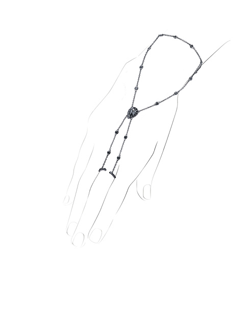 Oxidized gold slave bracelet with black diamonds, 1