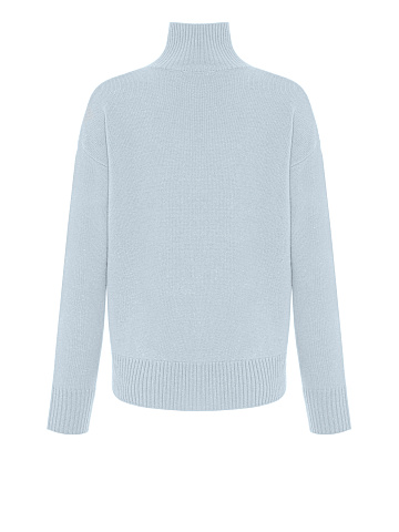 Light Blue Lurex Royal Cashmere Turtleneck Sweater, 2