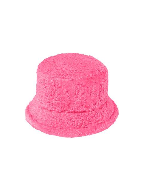 LY Embroidered Pink Faux Fur Bucket Hat, 2 LY Embroidered Pink Faux Fur Bucket Hat, 2