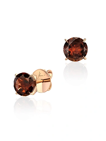 Rose Gold & Smoky Quartz Studs, 1