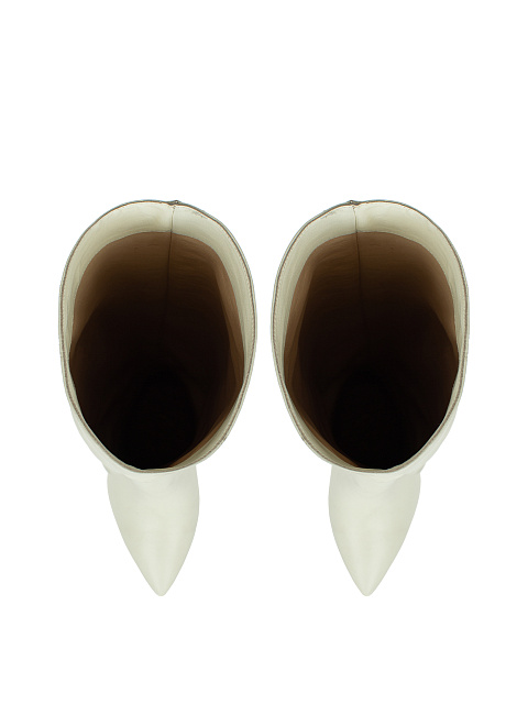 White Leather Stiletto Boots, 6