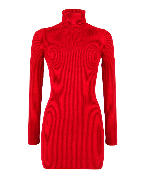Red Rib Knit Turtleneck Mini Dress, 1 Red Rib Knit Turtleneck Mini Dress, 1