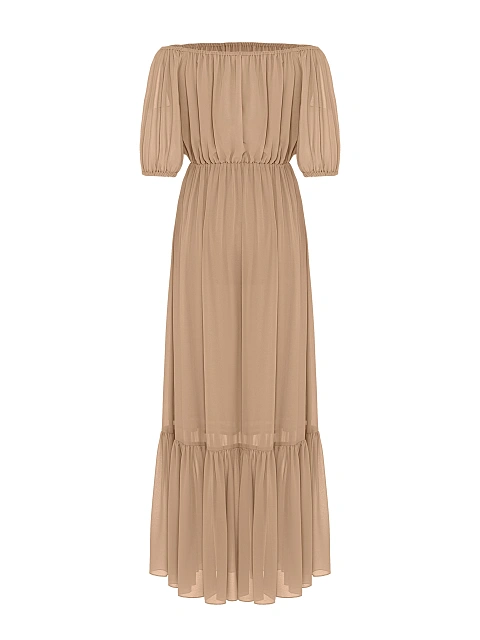 Beige Off Shoulder Maxi Dress, 2 Beige Off Shoulder Maxi Dress, 2