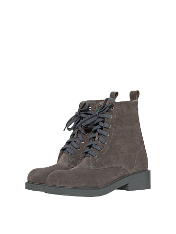 Mono Grey Velour & Fur Lace Up Boots, 1