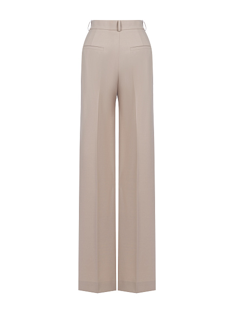 Beige Wool Wide Leg Trousers, 2 Beige Wool Wide Leg Trousers, 2