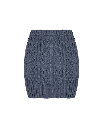 Blue Cable Knit Mini Skirt, 1
