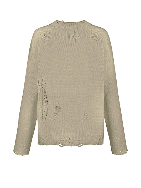 Olive cotton sweater with holes, 2 Olive cotton sweater with holes, 2