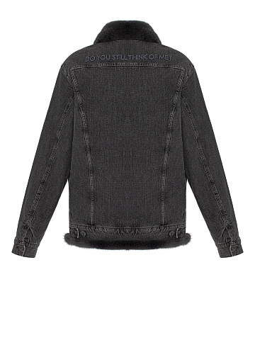 Dark Grey Denim & Mink Fur Jacket, 2