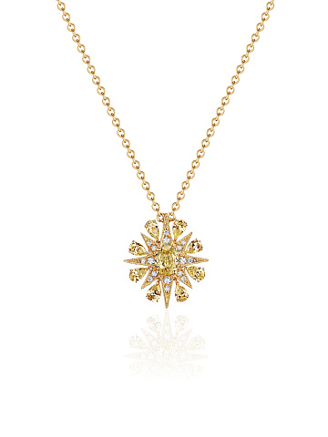 Yellow gold pendant necklace with yellow diamonds, 1