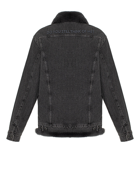 Dark Grey Denim & Mink Fur Jacket, 2