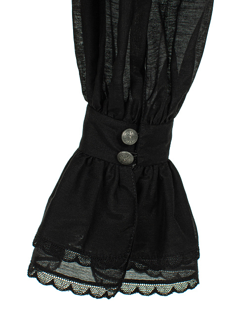 Black Ruffle Cotton Blouse, 4 Black Ruffle Cotton Blouse, 4