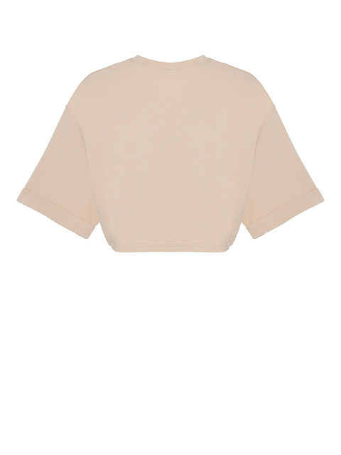 Light beige cropped cotton T-shirt, 2 Light beige cropped cotton T-shirt, 2