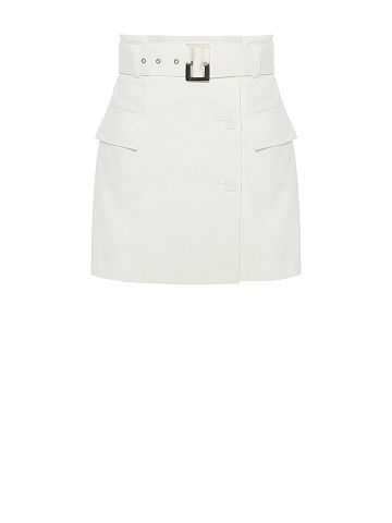 White Mini Skirt With Pockets, 1