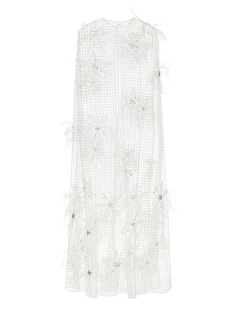 White Feather & Rhinestone Mesh Cape, 1 White Feather & Rhinestone Mesh Cape, 1