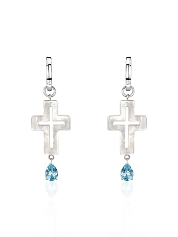 White Gold, Mother-of-pearl & Topaz Sky Earrings, 1