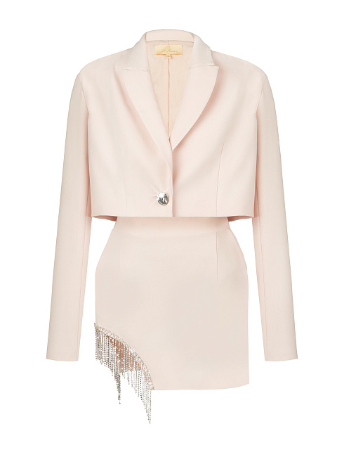 Light Rose Crystal Fringed Skirt Suit, 1 Light Rose Crystal Fringed Skirt Suit, 1