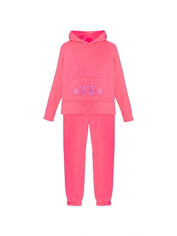 Kid's Bright Pink "YK" Embroidered Jersey Tracksuit, 1
