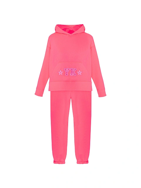 Kid's Bright Pink "YK" Embroidered Jersey Tracksuit, 1 Kid's Bright Pink "YK" Embroidered Jersey Tracksuit, 1