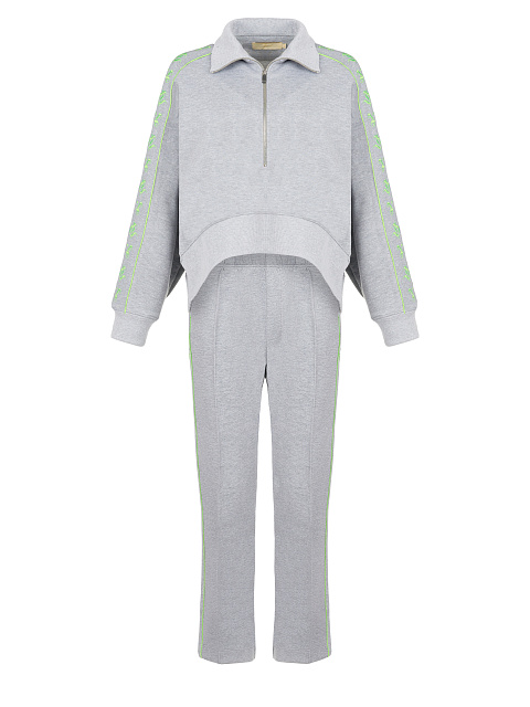 Grey & Neon Green YD Embroidered Jersey Suit, 1